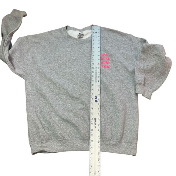 Anti Social Social Club Streetwear Sweatshirt Large Grey Pink ASSC Pullover - Picture 3 of 9